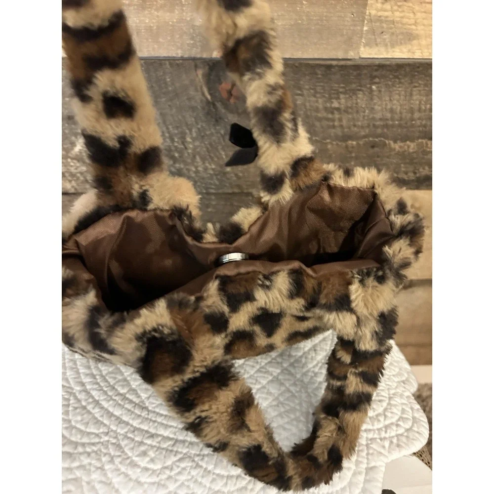 Hello Kitty Leopard Print Plush Tote‎ Bag- faux fur Never Used